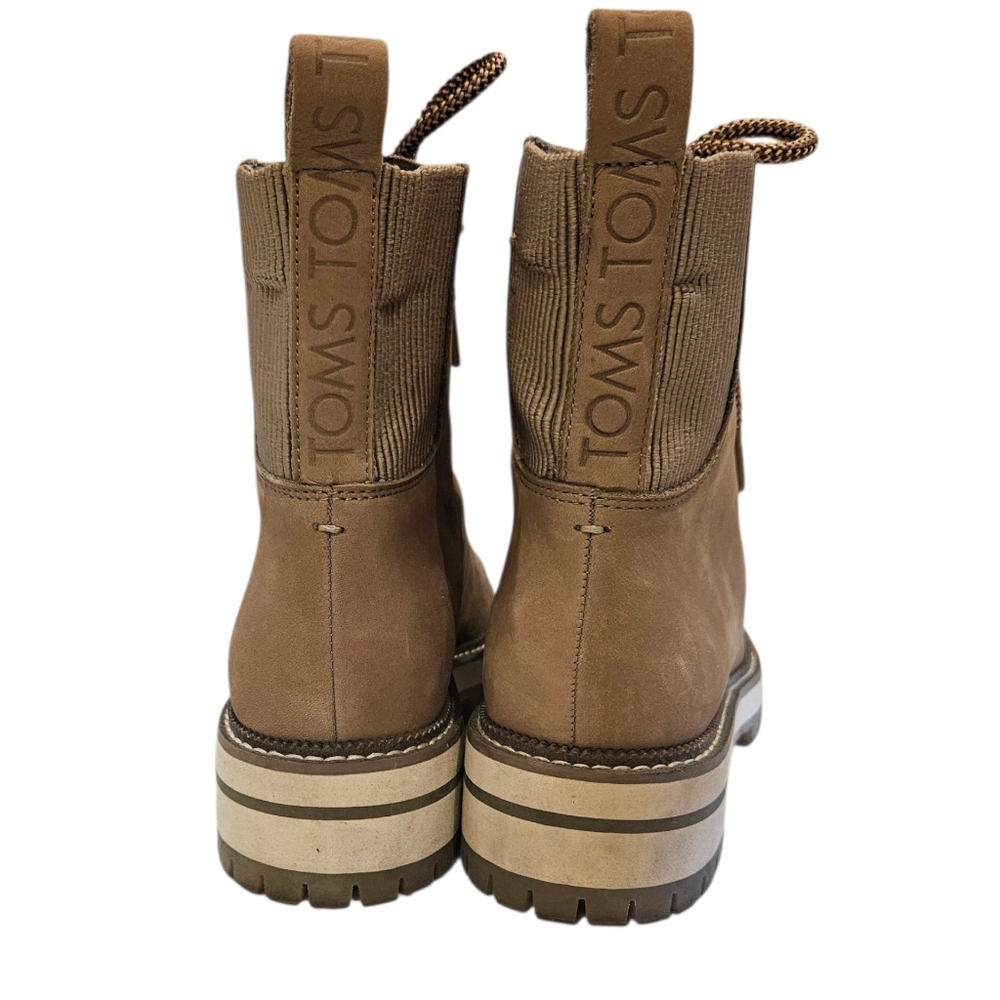 TOMS Frankie Boot Lace-up Sz.7.5 Tan Leather - Picture 8 of 16